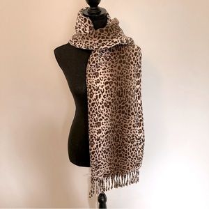 Leopard Print Fleece Scarf One Size Fits Most
